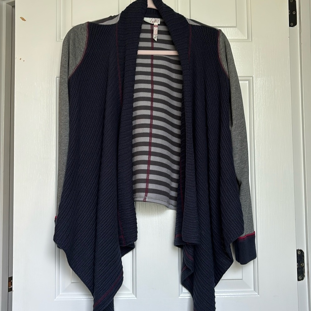 435 Matilda Jane Navy Cardigan Open Front Knit Sweater Size 16- or petite adult
